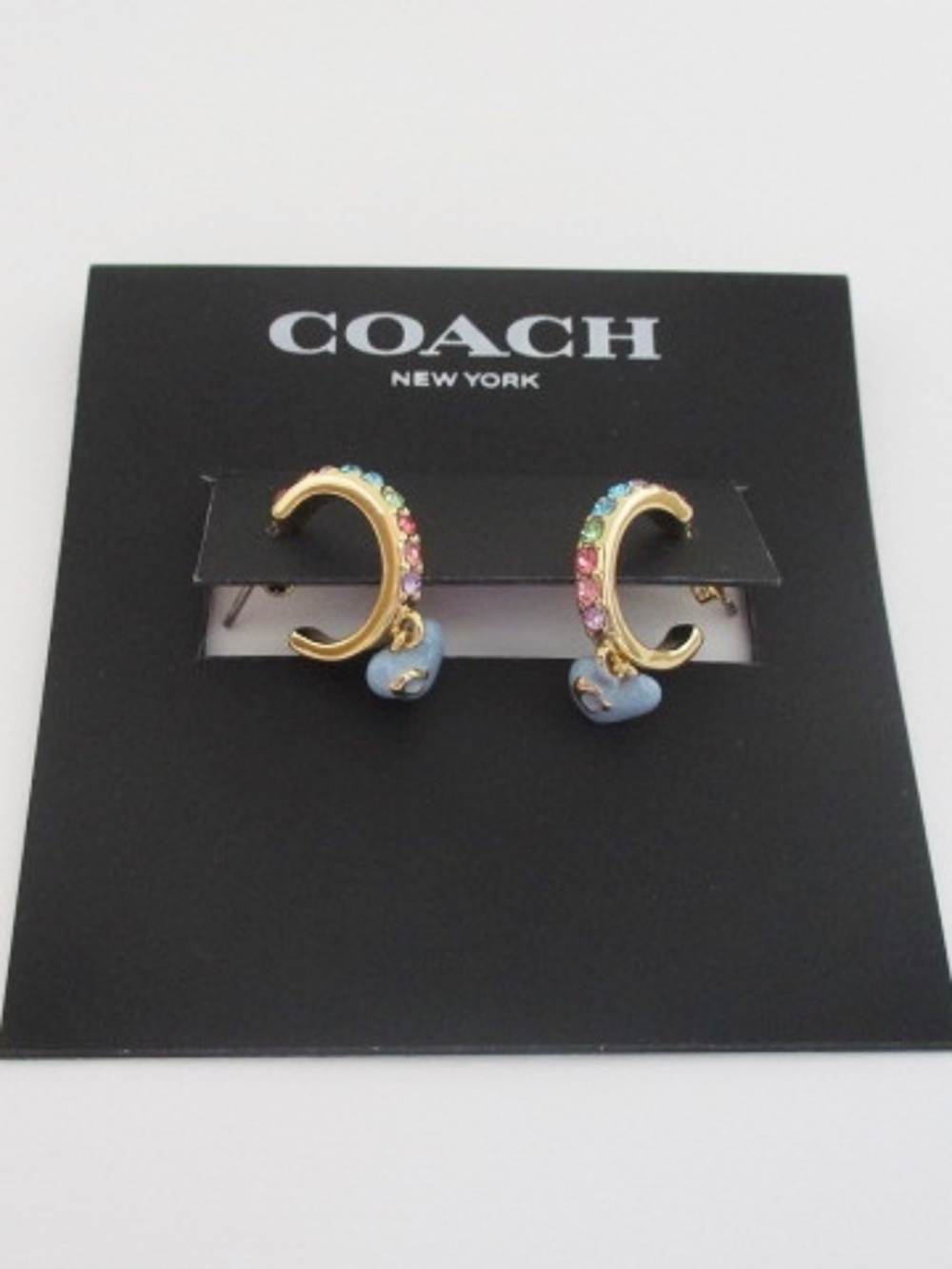 COACH - Heart Charm Huggie Earrings